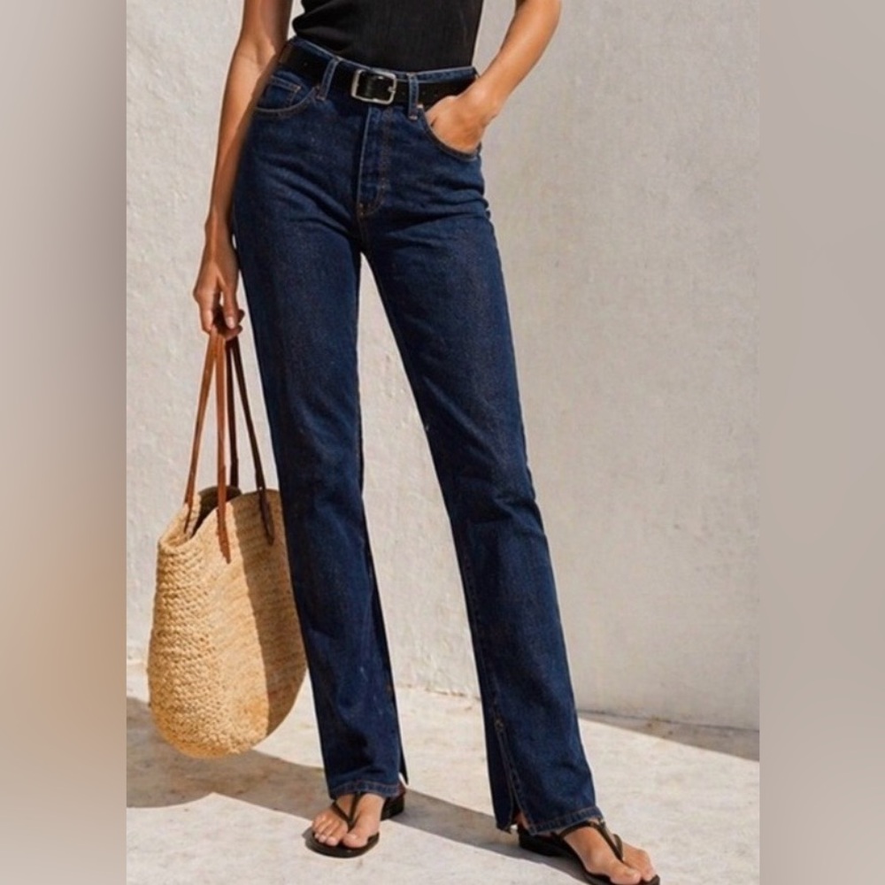 NWOT Re/Done Mid-Rise Slim Straight Leg Jeans | Full Length | Size 24